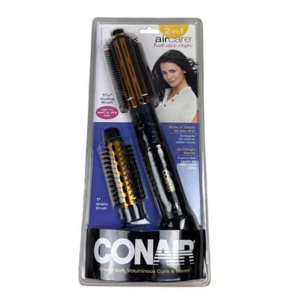 Conair CD160WTCS 2-in-1 Aircare Hot Air Iron Styler 1.5" Curl 1" Bristle Brush - Picture 1 of 5